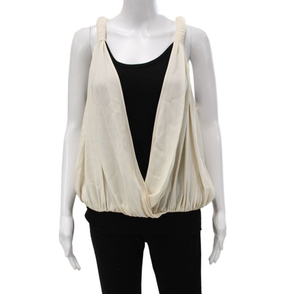 Robert Rodriguez Womens Beige Silk Spandex Sleeveless Tank Size M
